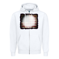 White America Wood Flag with bBeach Effect Zipper Hoodie - CowCowDesign