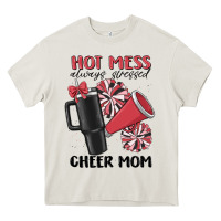 Cream hot mess always stressed cheer mom Heavy Core Tee - MaliasSmallBusiness