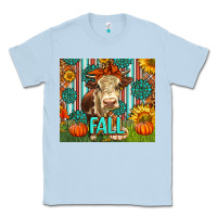 Dusty Blue Western Fall Cow Classic Tee - LillyAllenDesigns