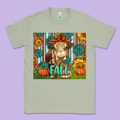 Western Fall Cow Classic Tee Designed By Lillyallendesigns