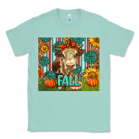 Seafoam Western Fall Cow Classic Tee - LillyAllenDesigns