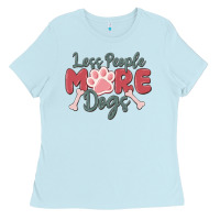 Baby Blue less people more dogs Ladies Tee - MaliasSmallBusiness