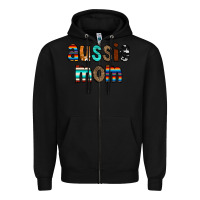 Black Aussie mom Zipper Hoodie - CowCowDesign