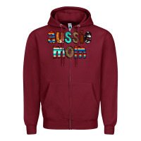 Burgundy Aussie mom Zipper Hoodie - CowCowDesign