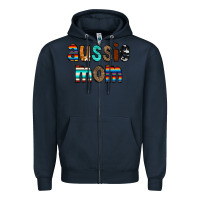 Navy Aussie mom Zipper Hoodie - CowCowDesign