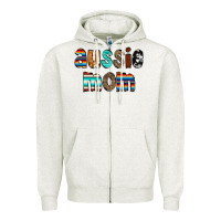 Oatmeal Heather Aussie mom Zipper Hoodie - CowCowDesign