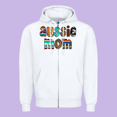 Aussie Mom Zipper Hoodie Designed By Cowcowdesign