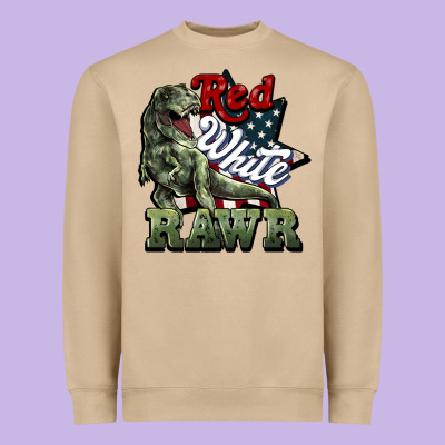 Red White Rawr 4th Of July Heavyweight Sweatshirt Designed By Howdyjamesfarm