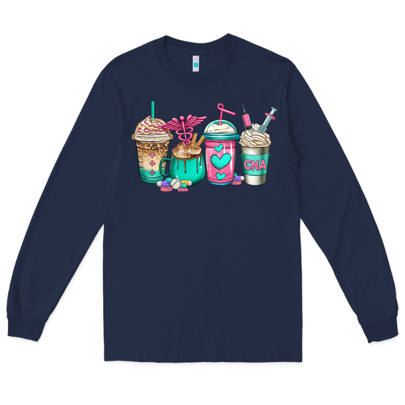 Cna Nurse Coffee Cups Long Sleeve Tee by Jasminsmagicworld | Teevron