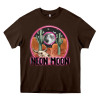 Chocolate Brown neon moon Heavy Core Tee - MaliasSmallBusiness
