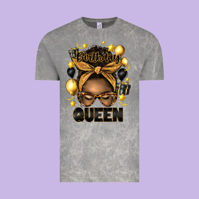 Birthday Queen Afro Messy Bun Vintage Tee Designed By Artiststas
