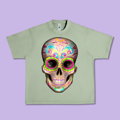 Mexican Skull Urban Heavy Tee Designed By Artiststas