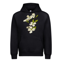 Black American Dogwood Flower Illustrations Urban Hoodie - LillyAllenDesigns