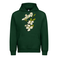 Forest Green American Dogwood Flower Illustrations Urban Hoodie - LillyAllenDesigns