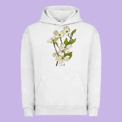 American Dogwood Flower Illustrations Urban Hoodie Designed By Lillyallendesigns