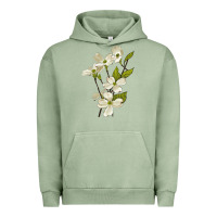 Pigment Oil Green American Dogwood Flower Illustrations Urban Hoodie - LillyAllenDesigns