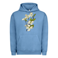 Pigment Pebble Blue American Dogwood Flower Illustrations Urban Hoodie - LillyAllenDesigns