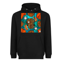 Black baseball leopard uniform and hotdog with gemstone seamless pattern Heavyweight Hoodie - BundleAndBundleShop