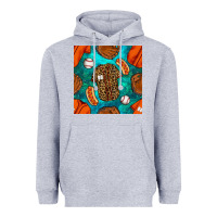 Heather Grey baseball leopard uniform and hotdog with gemstone seamless pattern Heavyweight Hoodie - BundleAndBundleShop