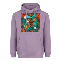 Lavender baseball leopard uniform and hotdog with gemstone seamless pattern Heavyweight Hoodie - BundleAndBundleShop