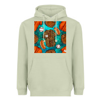 Matcha baseball leopard uniform and hotdog with gemstone seamless pattern Heavyweight Hoodie - BundleAndBundleShop