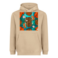 Mushroom baseball leopard uniform and hotdog with gemstone seamless pattern Heavyweight Hoodie - BundleAndBundleShop