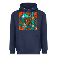 Navy baseball leopard uniform and hotdog with gemstone seamless pattern Heavyweight Hoodie - BundleAndBundleShop