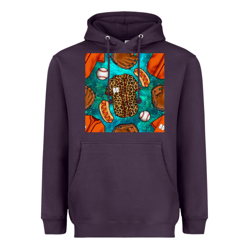 Baseball Leopard Uniform And Hotdog With Gemstone Seamless Pattern Heavyweight Hoodie by BundleAndBundleShop | Teevron