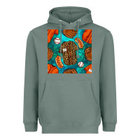 Sage baseball leopard uniform and hotdog with gemstone seamless pattern Heavyweight Hoodie - BundleAndBundleShop