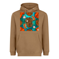 Toasted Coconut baseball leopard uniform and hotdog with gemstone seamless pattern Heavyweight Hoodie - BundleAndBundleShop