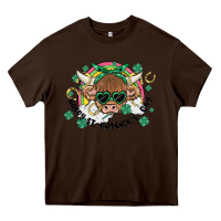 Chocolate Brown st. patrick's day highland cow Heavy Core Tee - MaliasSmallBusiness