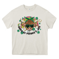 Cream st. patrick's day highland cow Heavy Core Tee - MaliasSmallBusiness