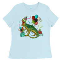 Baby Blue party t rex Ladies Tee - MaliasSmallBusiness