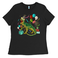 Black party t rex Ladies Tee - MaliasSmallBusiness