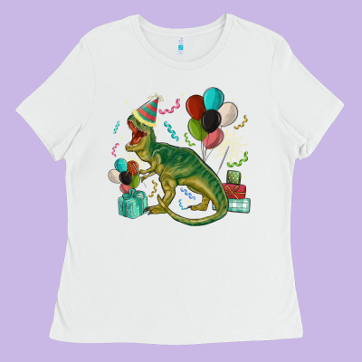 Party T Rex Ladies Tee Designed By Maliassmallbusiness