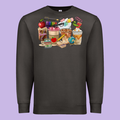 Teacher Coffee Cups Premium Sweatshirt Designed By Fadigitalartstudio