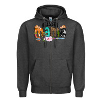 Charcoal Heather Blessed Mama Zipper Hoodie - CowCowDesign