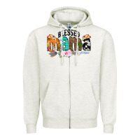Oatmeal Heather Blessed Mama Zipper Hoodie - CowCowDesign