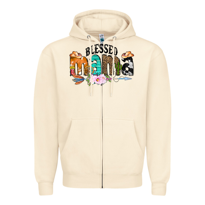 Blessed Mama Zipper Hoodie by CowCowDesign | Teevron