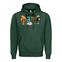 Sports Green Blessed Mama Zipper Hoodie - CowCowDesign