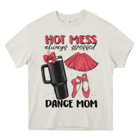 Cream hot mess always stressed dance mom Heavy Core Tee - MaliasSmallBusiness