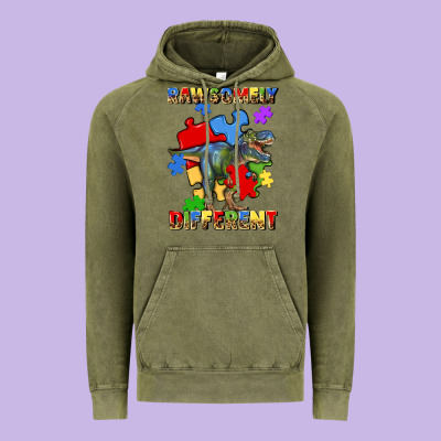 Rawsomely Different Autism T Rex Vintage Hoodie Designed By Artiststas