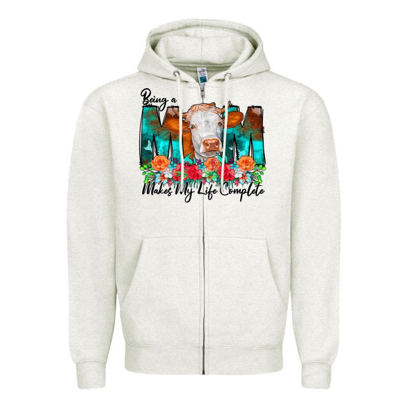 Being A Mom Makes My Life Complete Zipper Hoodie by CowCowDesign | Teevron