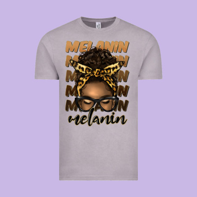 Melanin Afro Messy Bun Vintage Tee Designed By Artiststas