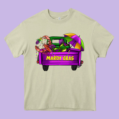 Mardi Grass Umbrella With Truck Heavy Core Tee Designed By Adodesignshop