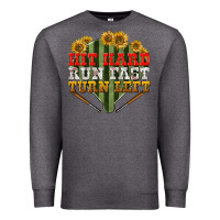 Charcoal Heather hit hard run fast turn left Premium Sweatshirt - BundleAndBundleShop