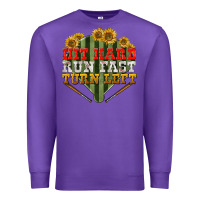 Purple hit hard run fast turn left Premium Sweatshirt - BundleAndBundleShop