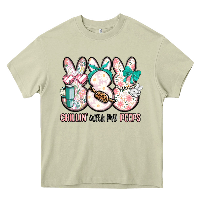 Easter Chilling With My Peeps Bunny Heavy Core Tee by MaliasSmallBusiness | Teevron