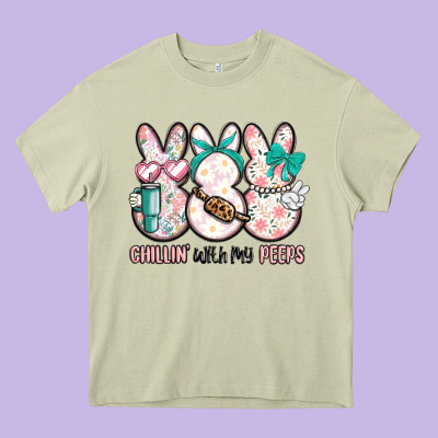 Easter Chilling With My Peeps Bunny Heavy Core Tee Designed By Maliassmallbusiness