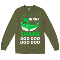 Army Green Irish Shark Doo Doo Doo Saint Patricks Day Long Sleeve Tee - Bettercallsaul